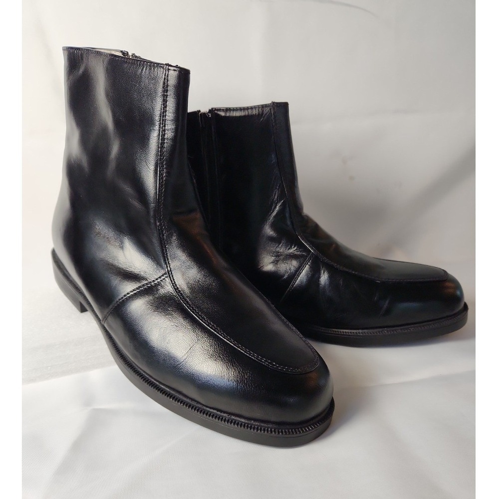 Men's Black Leather Zip Ankle Boots